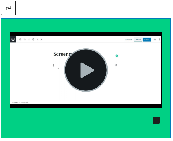 Screencast Embed with a green background.