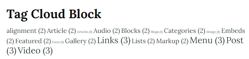 Number of tags in the Tag Cloud block