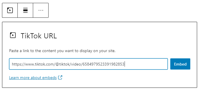 Editing the block URL via the "edit" option.