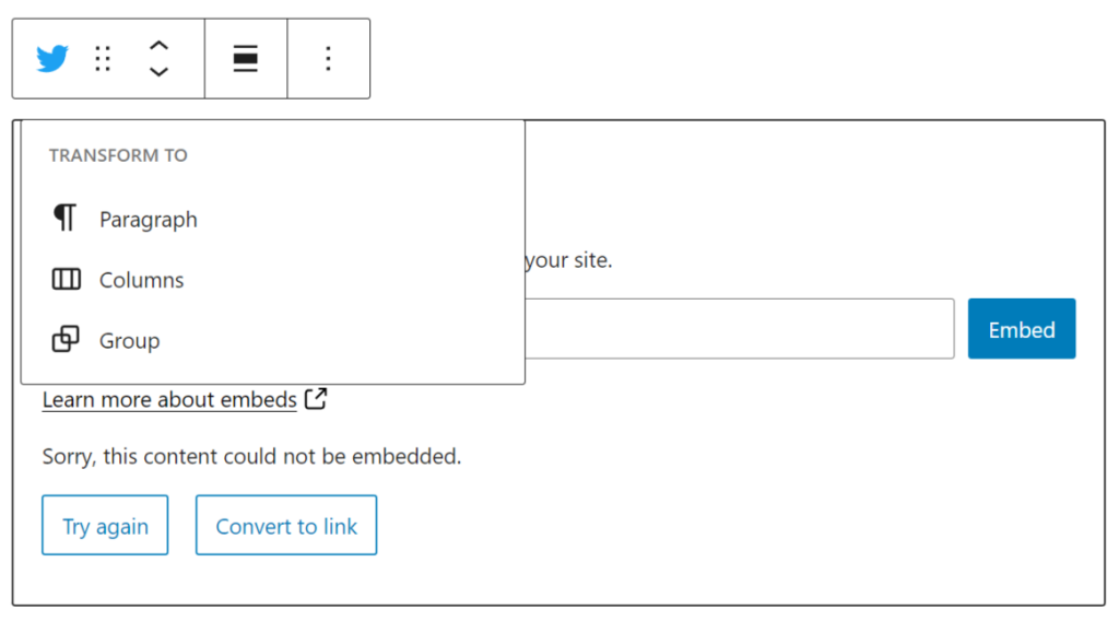 How to transform the block to a different one