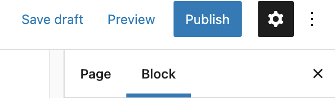 Block settings in the sidebar