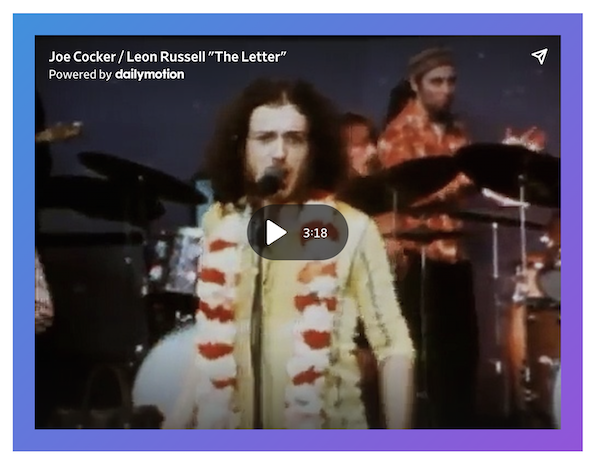 Front end example of Dailymotion embed group with gradient background.