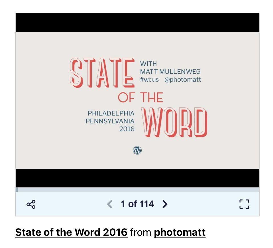 Preview of the Slideshare presentation in your editor