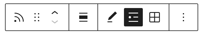 Block toolbar for the RSS block.