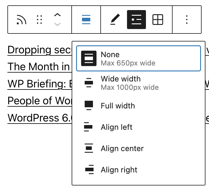 Change alignment options for RSS block.