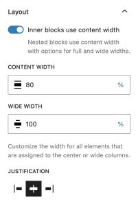 Toggle on the option- Inner blocks use content width