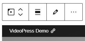 Block Toolbar with options available for the VideoPress Block.