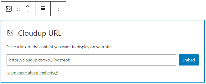 Edit URL in the CloudUp block