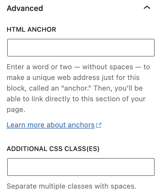 Advanced settings tool for the Quote block