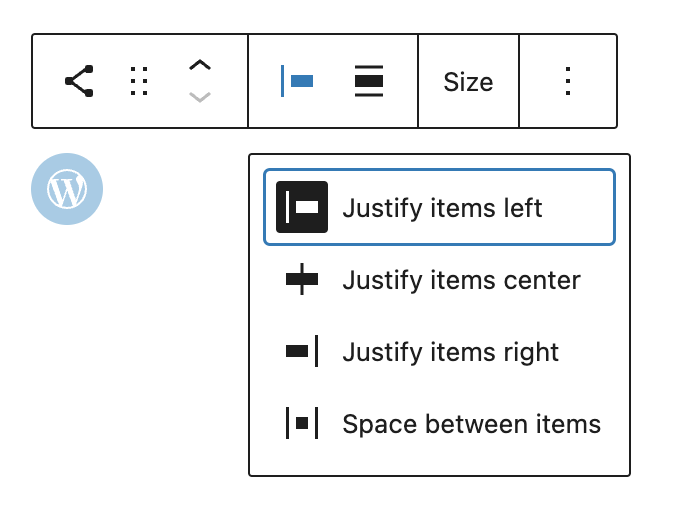 Change items justification in the Social Icons block