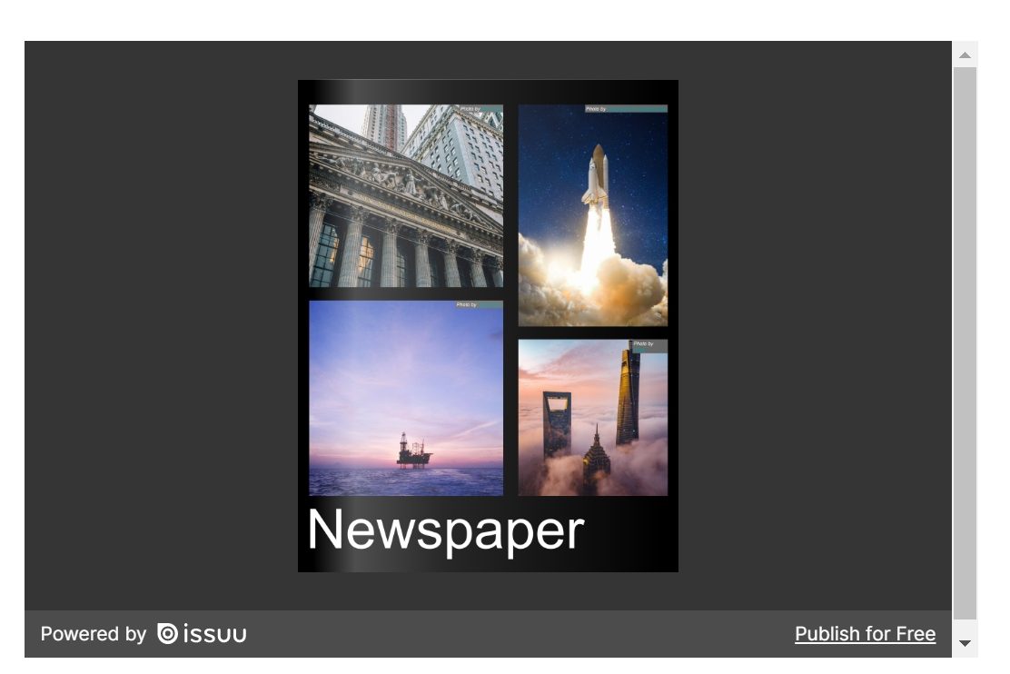Embedded Issuu document in WordPress block editor.