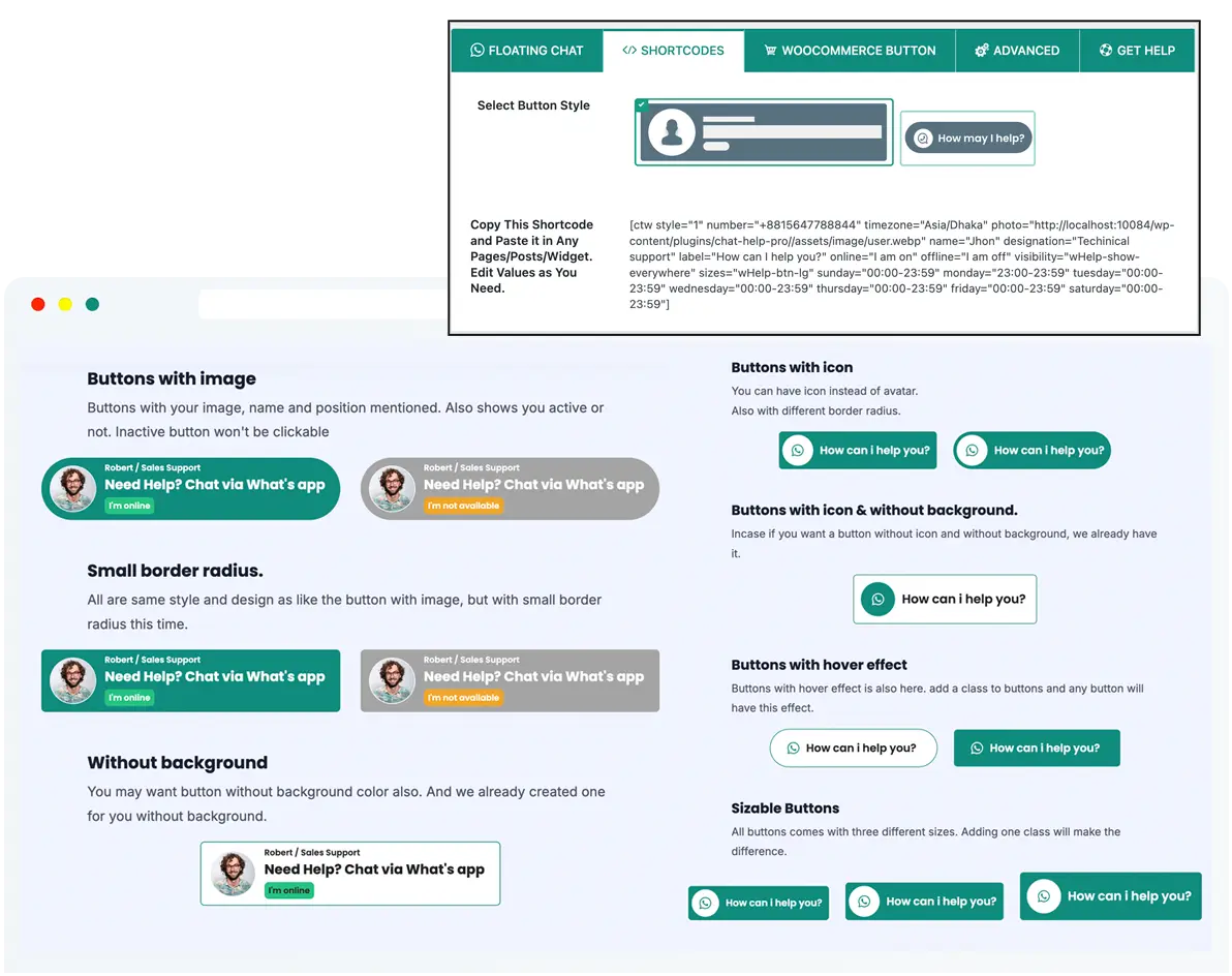 WhatsApp Chat Button Shortcode for WordPress