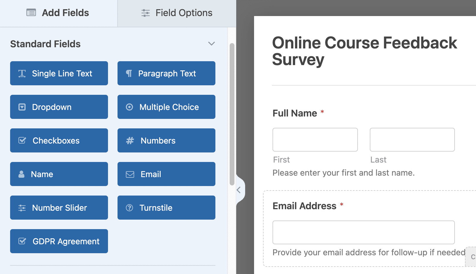 Form builder with generated form