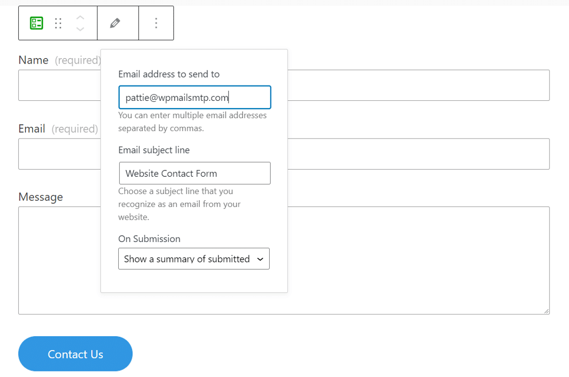 Jetpack contact form