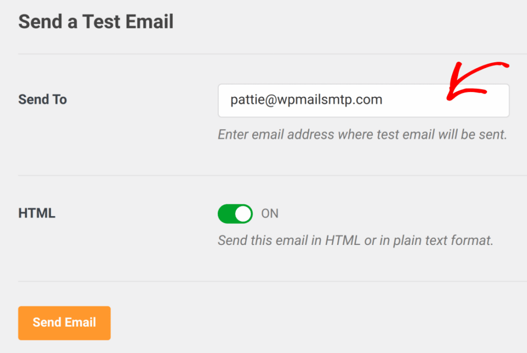 wp mail smtp email test options