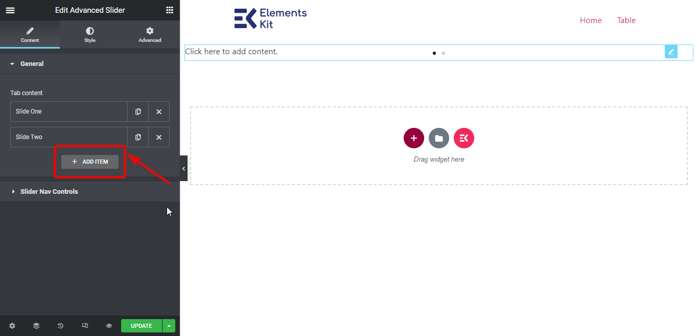 Aggiungi un nuovo dispositivo di scorrimento Dispositivo di scorrimento avanzato in Elementor