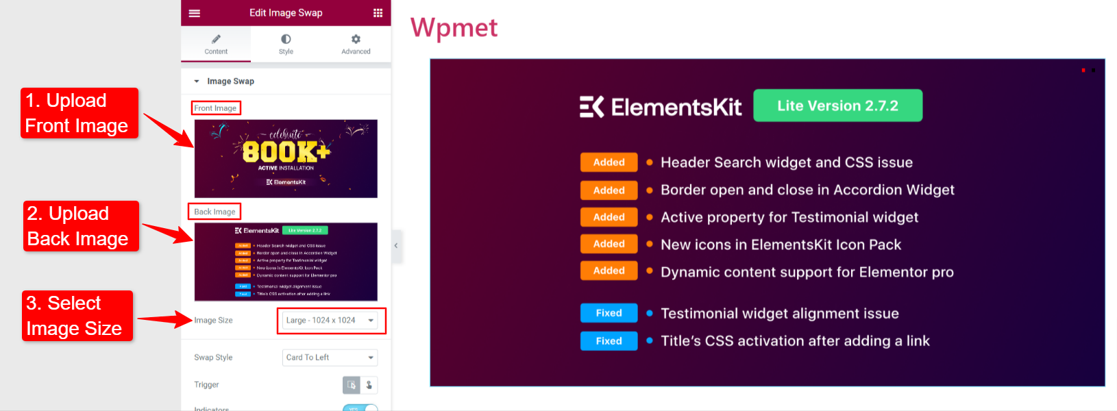caricare immagini fronte e retro per il widget di scambio immagini