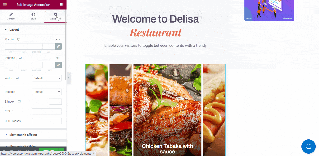 Avancerade inställningar för bilddragspelstema