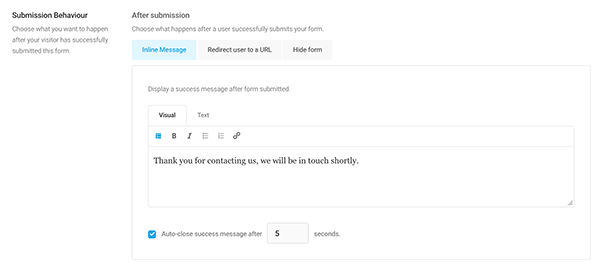 Submission behavior section.