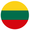 A round icon featuring the Lithuanian flag displayed as three bold, evenly spaced horizontal stripes: a bright yellow stripe at the top, a rich green stripe across the center, and a deep red stripe at the bottom. The colors are vivid and clearly separated, ensuring strong contrast for easy identification by users with low vision or color perception differences. The circular shape provides a distinct outline that remains recognizable at various sizes and on different backgrounds.