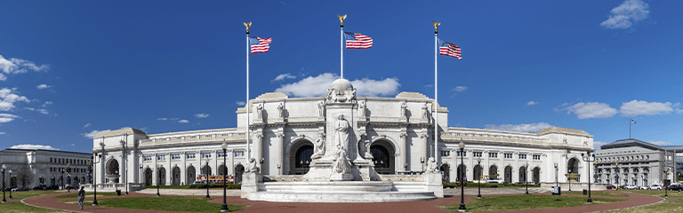 A panorama picture of the Washington Union Station.