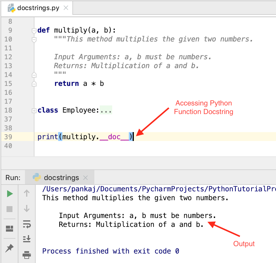 Python Docstring Example Function