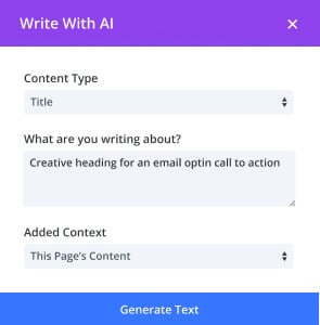 Divi AI Text UI