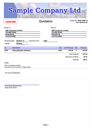 EasyBilling Sample Quotation in Basic Layout