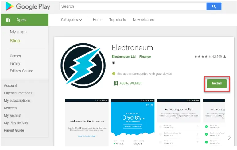 使用手机挖掘 Electroneum