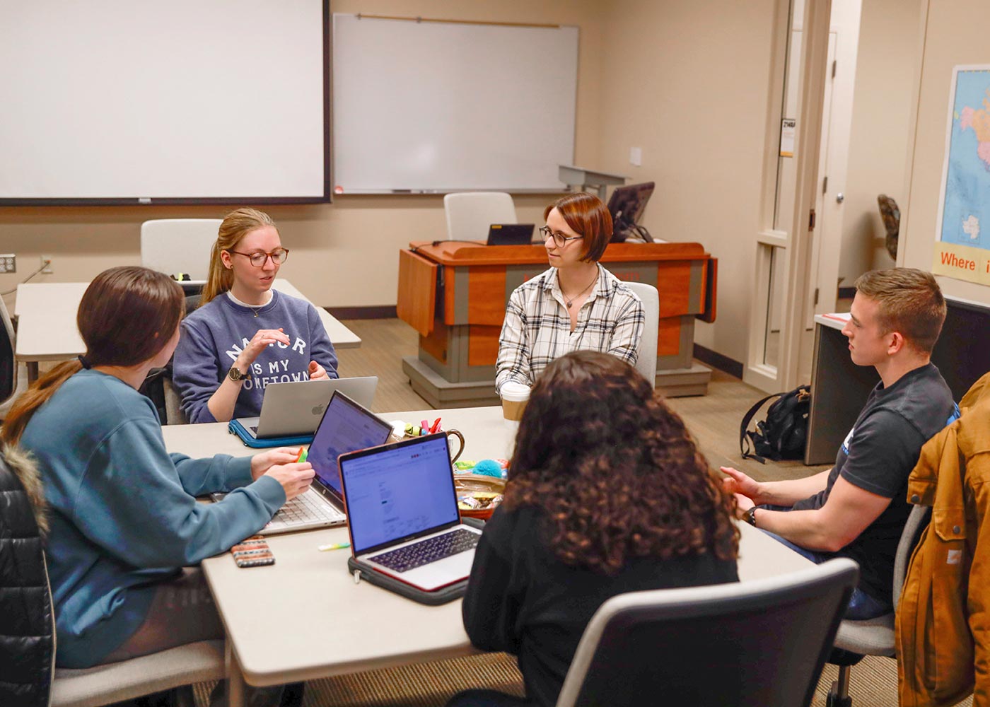 Assistant director, Lea, with a group of students