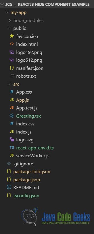 ReactJS Hide Component - Project Structure