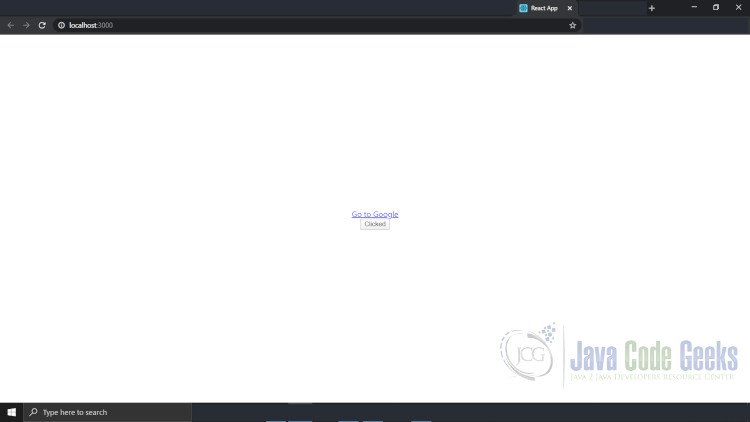 ReactJS onClick - Project Output