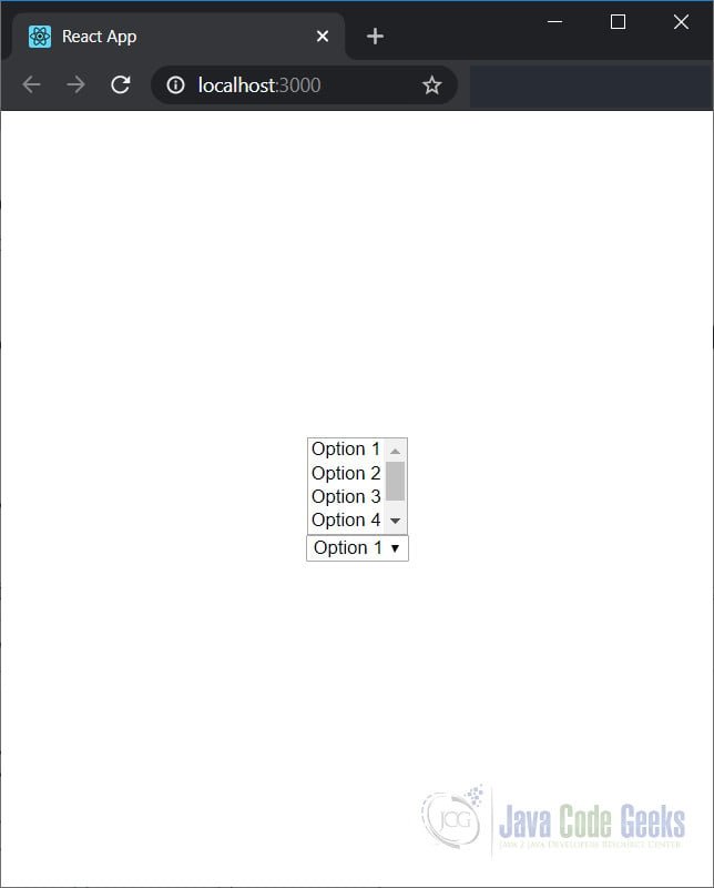 ReactJS Dropdown - Project Output