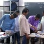 EVMs and VVPATs being sealed and secured at a polling booth in Bengaluru on Wednesday, as voting in the Karnataka Assembly elections concludes. (ANI)