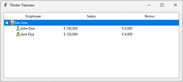 tkinter treeview with icon