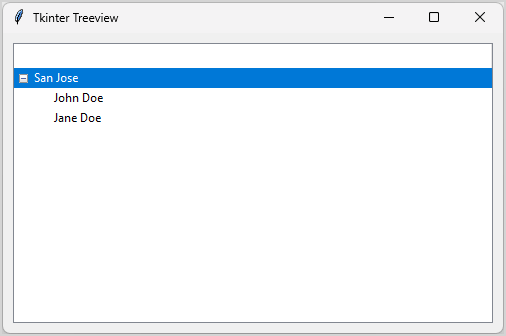 tkinter treeview with items