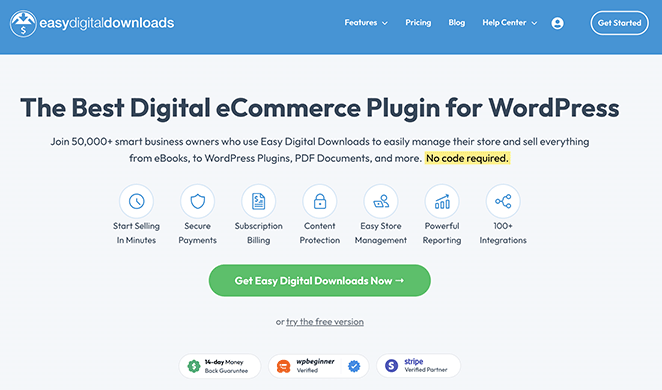 Easy Digital Downloads popular checkout plugin for WordPress