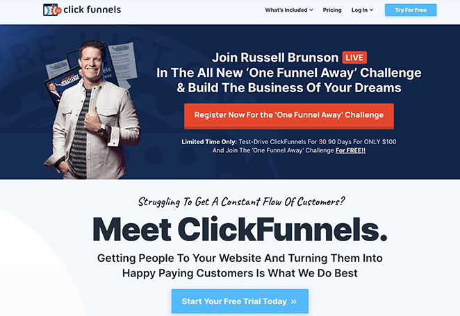 ClickFunnels homepage