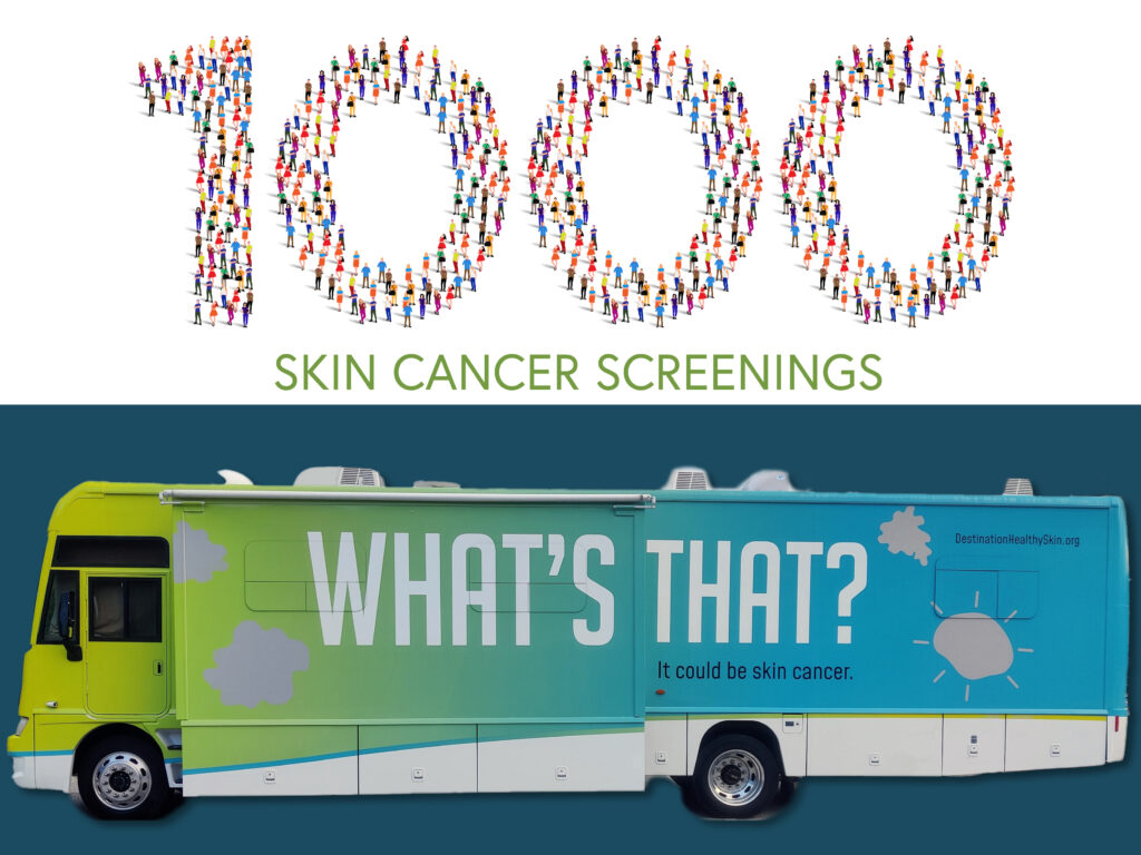 Our 2023 Destination Healthy Skin free screening and education journey around the country is going strong. The RV has been on the road since May, and as of July 26, Our volunteer dermatologists have performed 1,137 free skin cancer screenings, identifying 427 suspected skin cancers and precancers including 24 suspected melanomas.