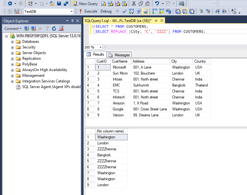 SQL String Function Replace SQL String Function Replace