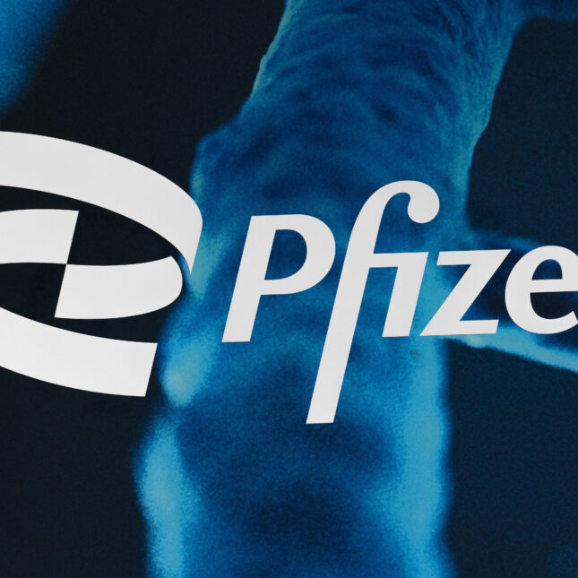 he Pfizer logo is displayed at the company's headquarters, Friday, Feb. 5, 2021, in New York.