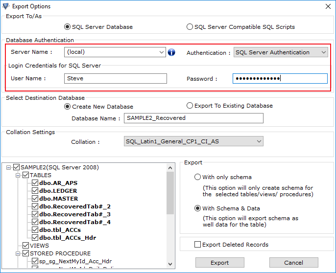 Restore SQL Database