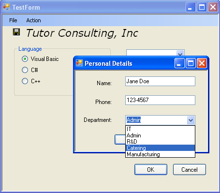 Visual C++ 2005 WinForm example