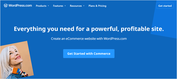 WordPress.com's Commerce landing page WordPress.com's Commerce landing page
