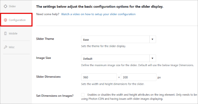 Configuration tab