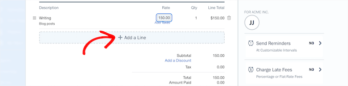 Add line to invoice