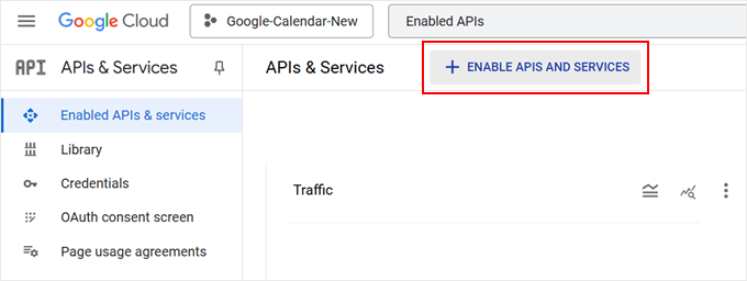 The enabled API page in Google Cloud Console