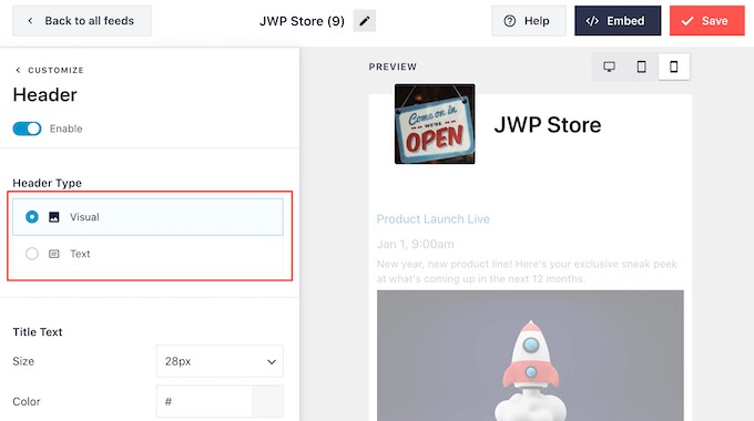 Adding a custom header to a Facebook event calendar