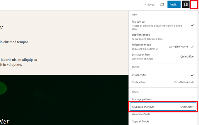 Use keyboard shortcuts in block editor
