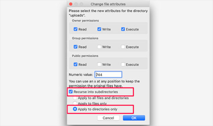 Change folder permissions